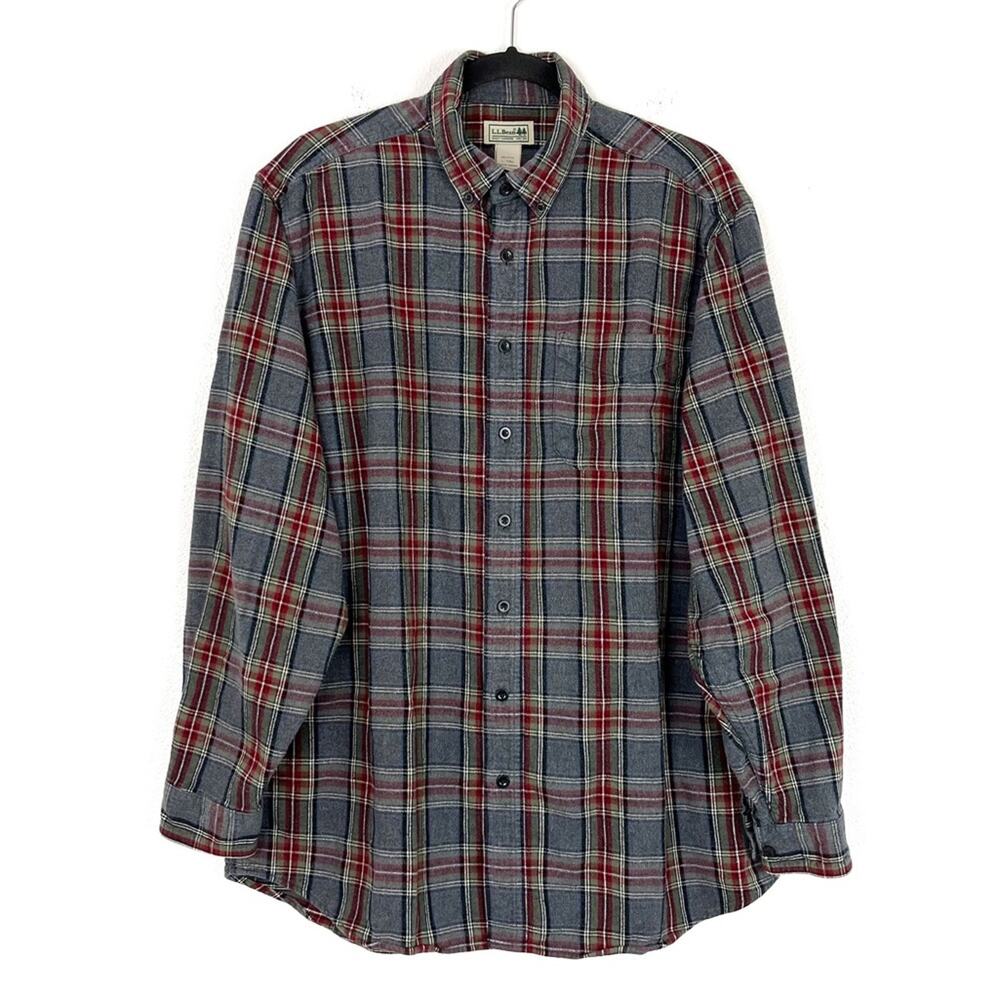 LL Bean Men’s Shirt Plaid Flannel Button Down Long Sleeve Cabincore Large Tall